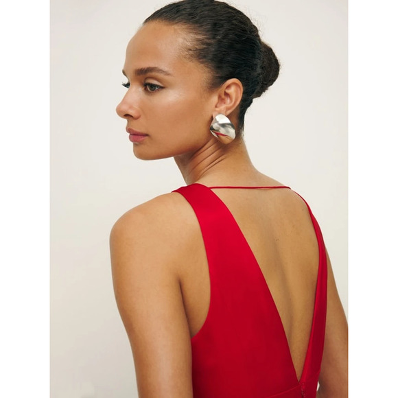 Reformation Elaina Satin Dress Lipstick - Picture 5 of 12